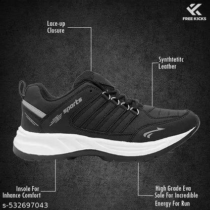 FK-Freesole Black Premium Sports Shoes for men