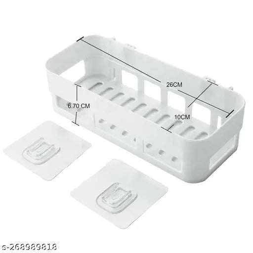 Bathroom Shelves 4 Pcs + Soap Stand 4 Pcs Multipurpose Shelf and Rack for Home Plastic Wall Shelf  (Number of Shelves - 8, White, Black)