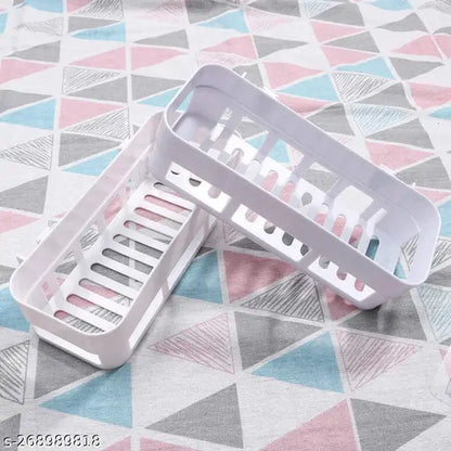 Bathroom Shelves 4 Pcs + Soap Stand 4 Pcs Multipurpose Shelf and Rack for Home Plastic Wall Shelf  (Number of Shelves - 8, White, Black)